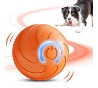 Czerio Interactive Pet Toy Automatic Rolling Ball, 2025 New Vibrating Dogs Ball Moving Dog Balls with LED Flash Light, Washable Durable Electronic Dog Toy Rechargeable Cat Toys (orange)