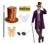 CZFDHP Brown Top Hat, Halloween Costumes, 6PCS Chocolate Factory Costume