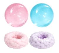 CZFDHP Crunchy Noisy Stress Balls, 4PCS Sensory Relief Squeeze Ball Collection for Anxiety Management for Adults, Blue Pink Purple Color Assortment with Coconut Oil and Crunchy Textures