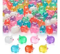 CZFLXLJ 112PCS Luminous Mini Resin Pigs Cute Mini Pigs Figures Glow in The Dark, Tiny Pigs Miniature Charms Ornament for Garden Landscape Plant Dollhouses Birthday Meeting Decor (7 Colors)