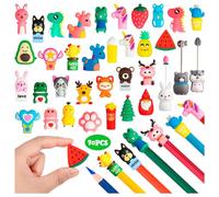 CZFLXLJ Cartoon Animal Pen Toppers for Kids - 70PCS Decorating Pen Caps, Dinosaur Unicorn Erasers for School Prizes, Party Favors (Mixed)