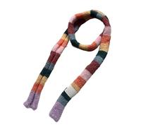 CZHJM 165 * 13CM Red Pink Narrow Rainbow Wool Scarf Skinny Scarf Wool Knitted Scarf For Women Striped Wool Scarves Cute Winter Scarf Women