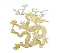 CZHJM 24 * 20CM 2pcs Large Dragon Patch Iron On Embroidered Applique Patches Chinese Sew On Badges Sew On Patches for Clothing Ladies Adult