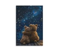 CZHXYZ Animal Photo Poster Two Bears Stargazing Healing Decor Poster Wall Art Decorative Painting Bedroom Painting Posters 16x24inch(40x60cm) Unframe-style