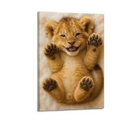 CZHXYZ Animal Poster - Cute Lion Cub Healing Photo Decor Poster Wall Art Decorative Painting Bedroom Painting Posters 24x36inch(60x90cm) Frame-style