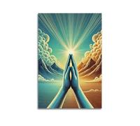 CZHXYZ Canvas Posters Wall Art for Bedroom And Living Room Decor - Abstract Praying Hands Light And Mountains 24x36inch(60x90cm) Unframe-style