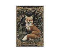 CZHXYZ Canvas Posters Wall Art for Bedroom And Living Room Decor - Animal Art Nouveau Red Fox in Floral Border 20x30inch(50x75cm) Unframe-style