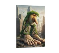 CZHXYZ Canvas Posters Wall Art for Bedroom And Living Room Decor - Animals Tree Vine Giant Ape In The City 20x30inch(50x75cm) Frame-style