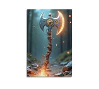 CZHXYZ Canvas Posters Wall Art for Bedroom And Living Room Decor - Cold Weapon Steampunk Glowing Axe 24x36inch(60x90cm) Unframe-style