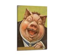 CZHXYZ Canvas Posters Wall Art for Bedroom And Living Room Decor - Creative Animal Laughing Pig in Suit 16x24inch(40x60cm) Frame-style