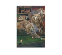 CZHXYZ Canvas Posters Wall Art for Bedroom And Living Room Decor - Creativity Gentle Brown Bears by The Pool Table 24x36inch(60x90cm) Unframe-style