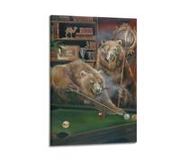CZHXYZ Canvas Posters Wall Art for Bedroom And Living Room Decor - Creativity Gentle Brown Bears by The Pool Table 24x36inch(60x90cm) Frame-style