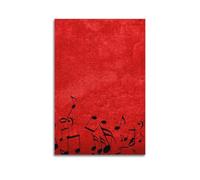 CZHXYZ Canvas Posters Wall Art for Bedroom And Living Room Decor - Creativity Rhythm of Leaping Notes on Red Background 24x36inch(60x90cm) Unframe-style