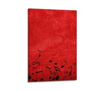 CZHXYZ Canvas Posters Wall Art for Bedroom And Living Room Decor - Creativity Rhythm of Leaping Notes on Red Background 12x18inch(30x45cm) Frame-style