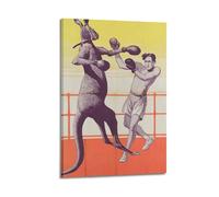 CZHXYZ Canvas Posters Wall Art for Bedroom And Living Room Decor - Creativity Whimsical Kangaroo Vs Human Boxing 08x12inch(20x30cm) Frame-style