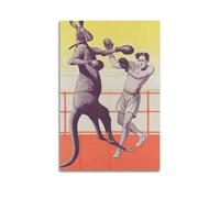 CZHXYZ Canvas Posters Wall Art for Bedroom And Living Room Decor - Creativity Whimsical Kangaroo Vs Human Boxing 24x36inch(60x90cm) Unframe-style