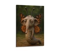 CZHXYZ Canvas Posters Wall Art for Bedroom And Living Room Decor - Fantasy Elephant-butterfly Creature 20x30inch(50x75cm) Frame-style