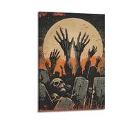 CZHXYZ Canvas Posters Wall Art for Bedroom And Living Room Decor - Horror Zombie Graveyard Halloween Art 16x24inch(40x60cm) Frame-style