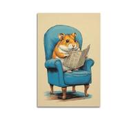 CZHXYZ Canvas Posters Wall Art for Bedroom And Living Room Decor - Humorous Hamster Reading Newspaper 20x30inch(50x75cm) Unframe-style