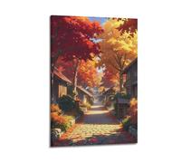 CZHXYZ Canvas Posters Wall Art for Bedroom And Living Room Decor - Landscape Healing Scene of Japanese Alley in Autumn 24x36inch(60x90cm) Frame-style