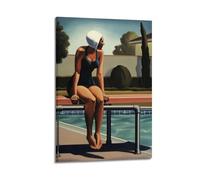 CZHXYZ Canvas Posters Wall Art for Bedroom And Living Room Decor - Life Retro Woman By The Pool 20x30inch(50x75cm) Frame-style