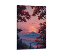 CZHXYZ Canvas Posters Wall Art for Bedroom And Living Room Decor - Nature Vibrant Autumn Maple Fuji Mountain View 12x18inch(30x45cm) Frame-style