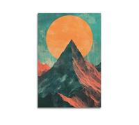 CZHXYZ Canvas Posters Wall Art for Bedroom And Living Room Decor - Nature Vibrant Orange Moon Peak Landscape 08x12inch(20x30cm) Unframe-style