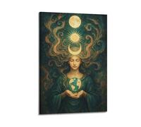 CZHXYZ Canvas Posters Wall Art for Bedroom And Living Room Decor - Religious Poster Astrological Image of Earth Mother And Cosmic Balance Beauty 24x36inch(60x90cm) Frame-style