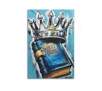 CZHXYZ Canvas Posters Wall Art for Bedroom And Living Room Decor - Religious Poster Graffiti of Bible with Crown And Trendy Interpretation of Faith 16x24inch(40x60cm) Unframe-style