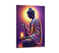 CZHXYZ Canvas Posters Wall Art for Bedroom And Living Room Decor - Religious Poster The Wisdom And Light Blessing of Buddha Holding A Lamp 08x12inch(20x30cm) Frame-style