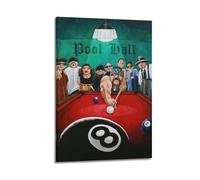 CZHXYZ Canvas Posters Wall Art for Bedroom And Living Room Decor - Sports Cue Contest in Green-Wall Pool Hall 08x12inch(20x30cm) Frame-style