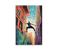 CZHXYZ Canvas Posters Wall Art for Bedroom And Living Room Decor - Sports Parkour Leap Between City Alleys 20x30inch(50x75cm) Unframe-style
