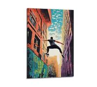 CZHXYZ Canvas Posters Wall Art for Bedroom And Living Room Decor - Sports Parkour Leap Between City Alleys 12x18inch(30x45cm) Frame-style