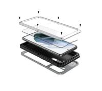 CZKE For Samsung Galaxy S22 Case Doom Armor Metal Case,Anti Drop Full Body Protective Cases With Screen Protector (Color : Silver, Size : S22)