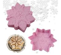 CZlinOduMMX 3D Snowflake Silicone Cake Mould, Large Pink Non-Stick Christmas Baking Mould, Reusable Chocolate Moulds for Muffins, Cupcakes, Cakes, Pudding