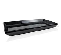 Czlizdyt Long Melamine Serving Tray for Appetizer, Charcuterie, Bread, Fruit, Dessert, Stackable, Set of 2, Black, 17.3x8x1.5 inch