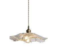 CZLZY Nordic Style Brass Chandelier, Creative Glass Lampshade, E27 Single Lotus Leaf Pendant Light, Bar Aisle Restaurant Decorative Chandelier, Ceiling Lighting Fixtures