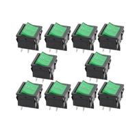 CZMDKEXM 10PCS 2D4P-GREEN KCD5 21x24mm 21 * 24mm Rocker Switches Kit 6A/12A 250VAC