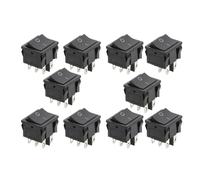CZMDKEXM 10PCS 2D6P-BLACK KCD5 21x24mm 21 * 24mm Rocker Switches Kit 6A/12A 250VAC