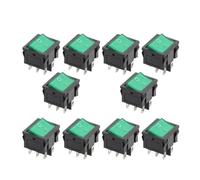 CZMDKEXM 10PCS 2D6P-GREEN KCD5 21x24mm 21 * 24mm Rocker Switches Kit 6A/12A 250VAC