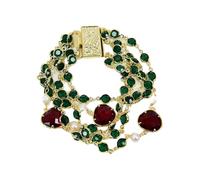 CZMDKEXM 5 Rows Cultured White Pearl Green Crystal Rosary Chain Bracelet Beaded Jewelry Fashion Lady Jewelry Gifts necklaces
