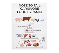 CZMDKEXM Carnivore Diet Food Pyramid Poster Healthy Eating Guide Chart Low Carb List for Kitchen Clinic Office Health Education(Framed,12x18inch(30x45cm))