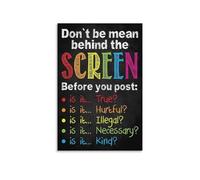 CZMDKEXM Digital Citizenship Poster, Don't Be Mean - Promote Online Kindness, STEM Technology & Internet Wall-Art(Framed,08x12inch(20x30cm))