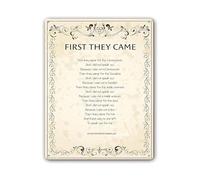 CZMDKEXM Educational Holocaust Remembrance Metal Tin Sign First They Came Quote for School Study Room Wall-Art 8 X 12 in