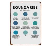 CZMDKEXM Vintage Boundaries Setting Tin Sign Self Respect Poster for Classroom School Counselor Social Worker Desk Wall 8 X 12 inch