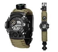 CZMYCBG Mens Tactical Military Digital Watch, All-in-One Survival Multi-Functional Army Outdoors Sports Watches, Dual Display Analog LED Electronic Wristwatches(Brown)