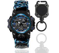 CZMYCBG Outdoor Survival Military Watch Waterproof Multifunctional Survival Kit Military Tactical Paracord Compass Sport Watch(Blue)