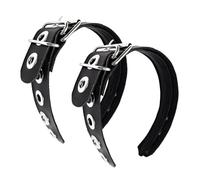 CZMZHFC 2 Pcs Gothic Punk Style Metal Buckle Headbands for Women,Belt design Black Leather Headband,PU Leather Headpiece Punk Headband,Goth Halloween Hair Accessories