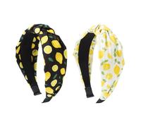 CZMZHFC 2 PCS Lemon Headbands, Knotted Top Knot Headband for Women, Non-Slip Fruit Hair Accessories, Perfect Teacher Headbands