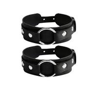 CZMZHFC 2pcs Leather Arm Bands for Men, Punk Bracelets Adjustable Upper Arm Strap with Metal Ring Black Arm Bands Rock、Party Accessories